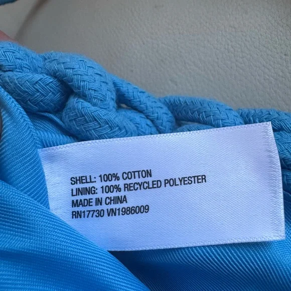 Sky Blue Chunky Knit Cotton Shoulder Bag | Textured Woven Style - Picture 6 of 6